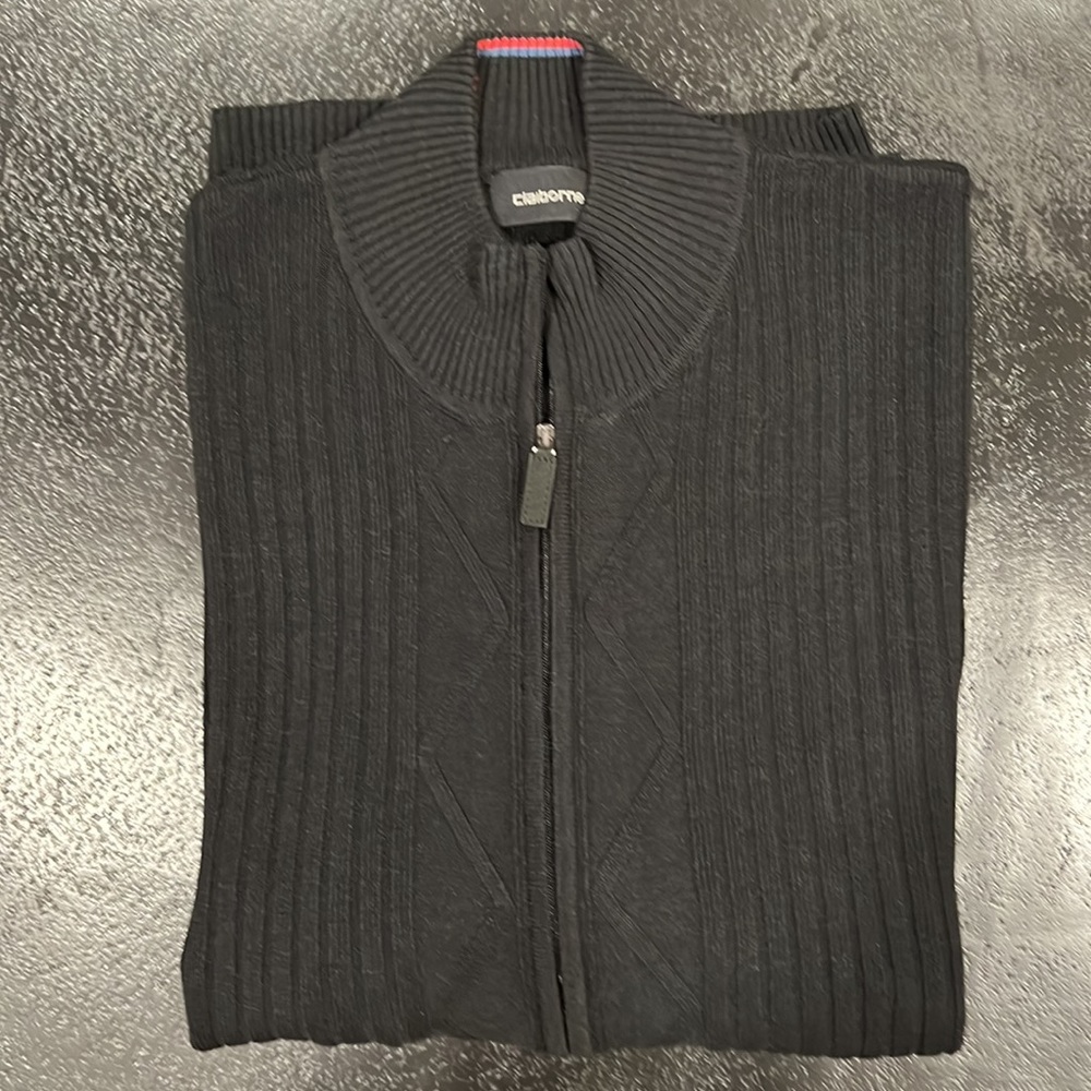 Claiborne Men’s Full-Zip Black Cardigan Size XL